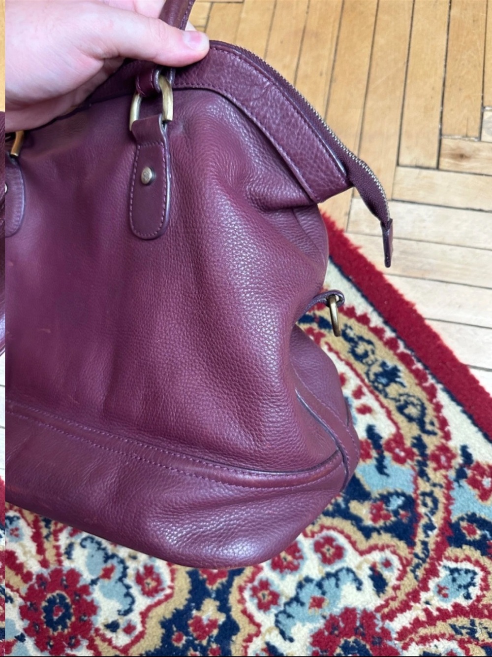 Mulberry Purple Leather Tote with Tassel - Picture 6 of 13